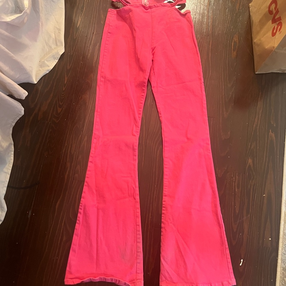Edikted Hot Pink Flare Jeans